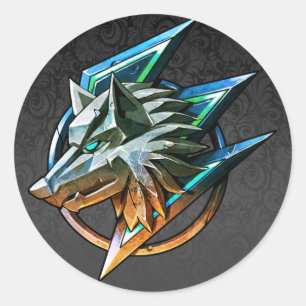 ZWARTE PAISLEY GAMING WOLF RONDE STICKER