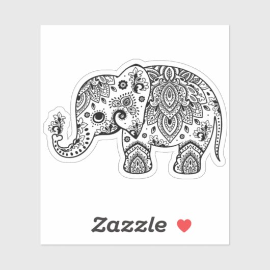 Zwarte paisley olifant sticker (Vel)