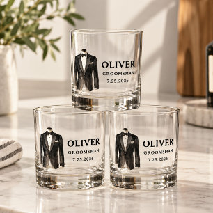 Zwarte Pak Bruidsjonker Voorstel Whiskyglas Whisky Glas
