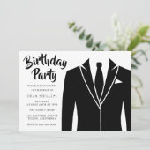 Zwarte pak & stropdas alle jaren verjaardagsfeestj kaart (Staand voorkant)