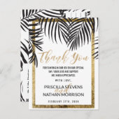 Zwarte Palm Tree Frond Gold Border Modern Dank u Briefkaart (Voorkant / Achterkant)