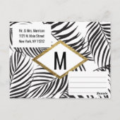 Zwarte Palm Tree Frond Gold Border Modern Dank u Briefkaart (Achterkant)