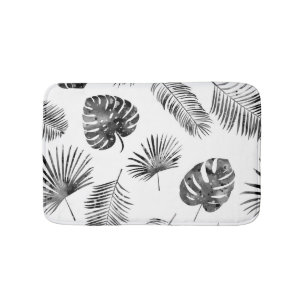 Zwarte palmbladeren:  naadloos. badmat