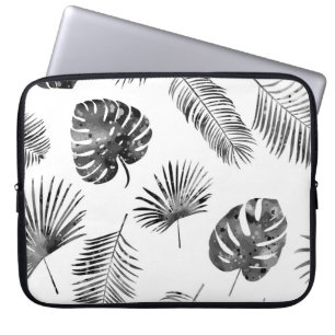 Zwarte palmbladeren: naadloos. laptop sleeve