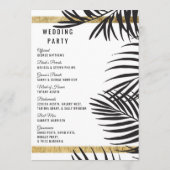 Zwarte palmboom fronds gouden rand moderne bruilof programma (Achterkant)