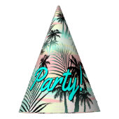 Zwarte palmen bij zonsondergang feesthoedjes (Voorkant)