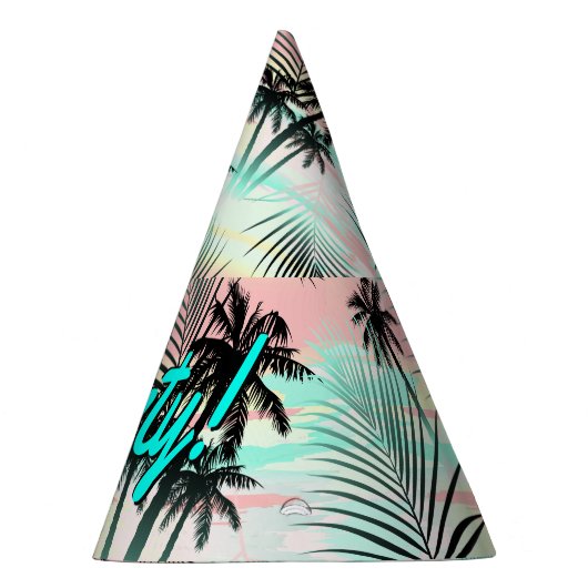 Zwarte palmen bij zonsondergang feesthoedjes (Rechts)