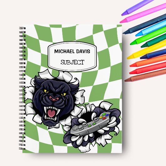 Zwarte Panter Gamer Die Een Videogame Controller V Notitieboek