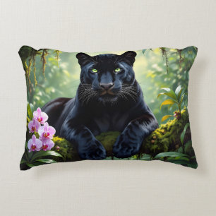 Zwarte panter in de jungle accent kussen