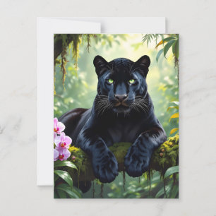 Zwarte panter in de jungle briefkaart