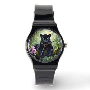 Zwarte Panter in de Jungle Horloge