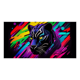 Zwarte panter in graffiti-stijl perfect poster