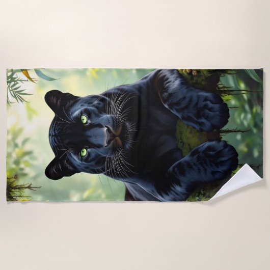 Zwarte panter in het Oerwoud Strandlaken (Voorkant)