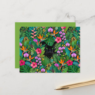 Zwarte Panter Jungle Bloemen & Tropisch Lofwerk Briefkaart