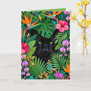 Zwarte Panter Jungle Bloemen & Tropisch Lofwerk Kaart