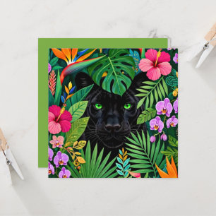 Zwarte Panter Jungle Bloemen & Tropisch Lofwerk Kaart