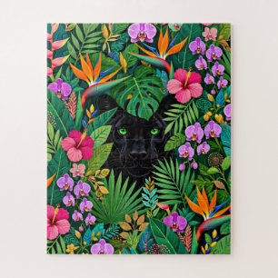 Zwarte Panter Jungle Bloemen & Tropisch Lofwerk Legpuzzel