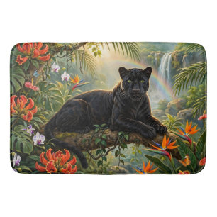 Zwarte Panter Kenia Jungle Bloemen Waterval Badmat