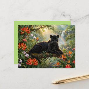 Zwarte Panter Kenia Jungle Bloemen Waterval Briefkaart