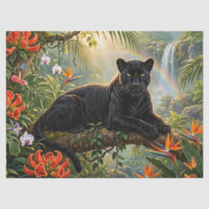 Zwarte Panter Kenia Jungle Bloemen Waterval Tissuepapier