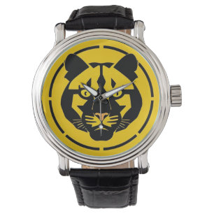 Zwarte Panter met Ingewikkelde Artistieke Details Horloge