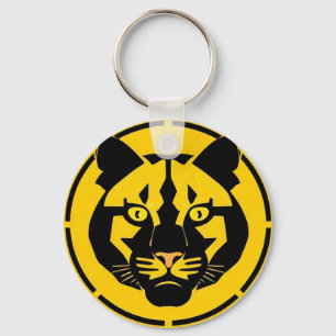 Zwarte Panter met Ingewikkelde Artistieke Details Sleutelhanger