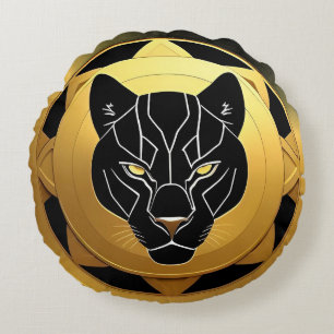 Zwarte Panter met Metal Details Rond Kussen
