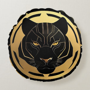 Zwarte Panter met Metal Details Rond Kussen