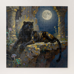Zwarte Panter onder de Volle Maan Legpuzzel