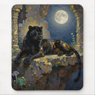 Zwarte Panter onder de Volle Maan  Muismat