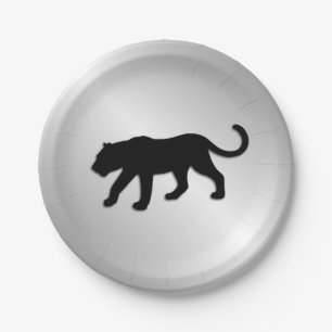 Zwarte panter op zilver papieren bordje