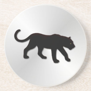 Zwarte Panter op Zilver Zandsteen Onderzetter