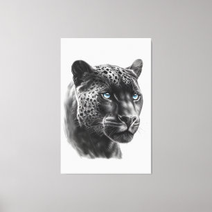 Zwarte panter - potloodtekening canvas afdruk