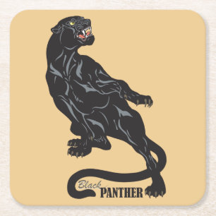 zwarte panter vierkante kartonnen onderzetter