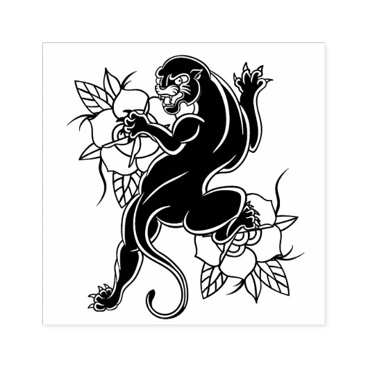 Zwarte Panther en Rozen Rubberstempel (Afrduk)