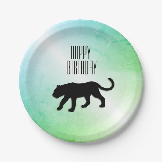 Zwarte Panther Happy Birthday Papieren Bordje (Voorkant)