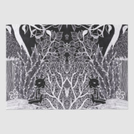 Zwarte panther in het oerwoud - potloodtekening tissuepapier