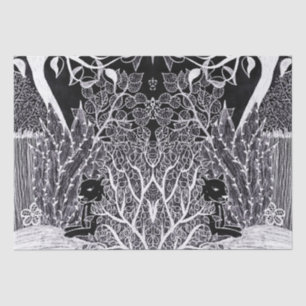 Zwarte panther in het oerwoud - potloodtekening tissuepapier