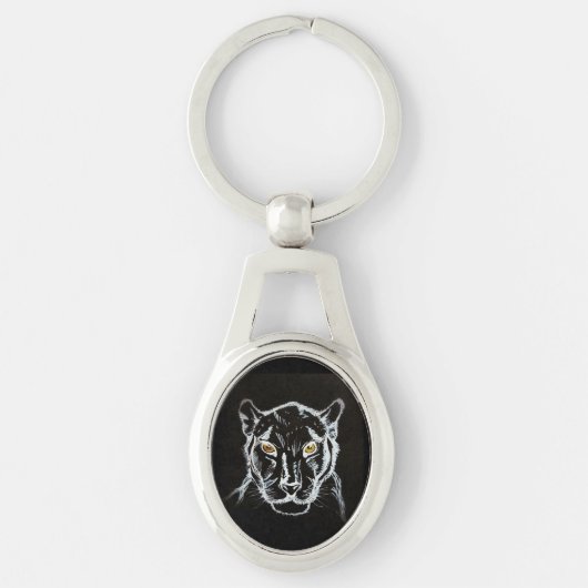 ZWARTE PANTHER KETTING SLEUTELHANGER (Voorkant)
