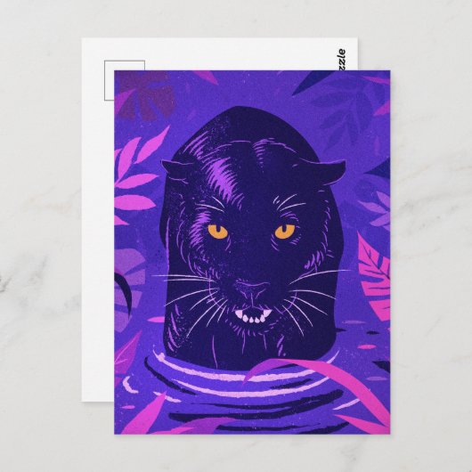 Zwarte panthercoating in een rivier briefkaart (Voorkant / Achterkant)