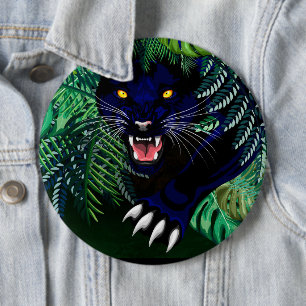 Zwarte Panthergeest van het Oerwoud Ronde Button 6,0 Cm