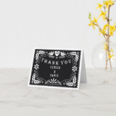 Zwarte papel picado bruiloft Dank je foto Kaart (Gele Bloem)