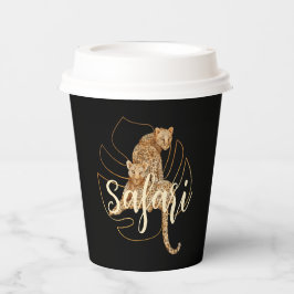 Zwarte papieren kopjes van de luipaard safari papieren bekers