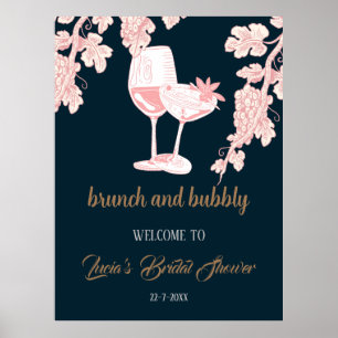 Zwarte Parel Champagne Retro Bruiloft Feestelijke  Poster