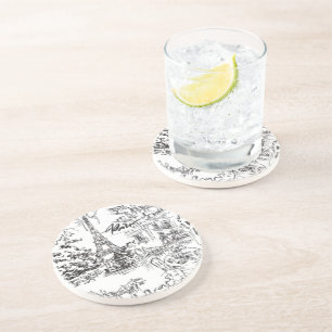 Zwarte Parijs Eiffeltoren Toile Zandsteen Onderzetter