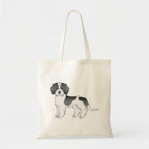 Zwarte Parti-kleur Mini Goldendoodle Cartoon Hond Tote Bag