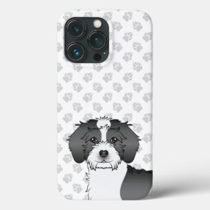 Zwarte Parti-kleur Mini Goldendoodle Mopshoofd iPhone 13 Pro Hoesje