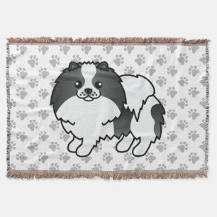Zwarte Parti-Kleur Pomeranian Mooie Hond & Pootjes Deken