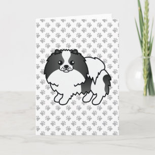 Zwarte Parti-Kleur Pomeranian Mooie Hond & Pootjes Kaart