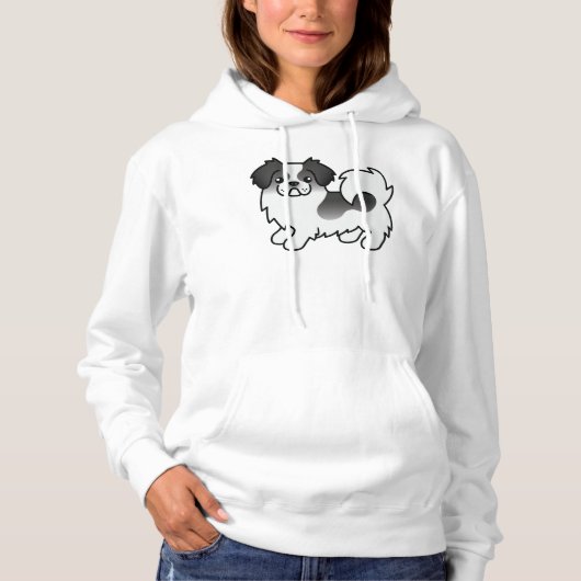 Zwarte Parti-Kleur Tibetaanse Spaniel Schattige Ca Hoodie (Voorkant)